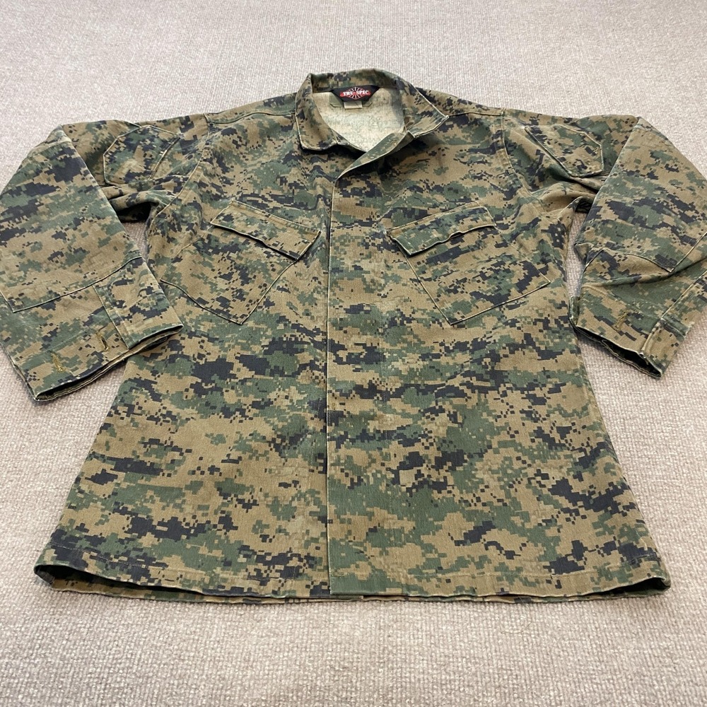 Tru-Spec Jacket Mens Small Green‎ Camo Military Cotton Canvas Button Front Field